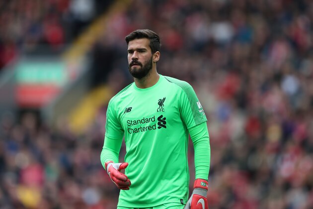 LIVERPOOL, ENGLAND - SEPTEMBER 22: Alisson of Liverpool during the Premier League match between Liverpool FC and Southampton FC at Anfield on September 22, 2018 in Liverpool, United Kingdom. (Photo by James Williamson - AMA/Getty Images)