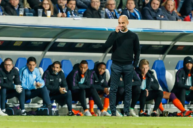 SINSHEIM, GERMANY - OCTOBER 02: Head coach Josep Guardiola of Manchester City looks on during the Group F match of the UEFA Champions League between TSG 1899 Hoffenheim and Manchester City at Wirsol Rhein-Neckar-Arena on October 2, 2018 in Sinsheim, Germany. (Photo by TF-Images/TF-Images via Getty Images)