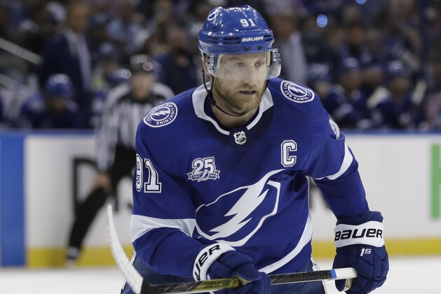Tampa Bay Lightning center Steven Stamkos (91) during the second period of Game 2 of the NHL Eastern Conference finals hockey playoff series against the Washington Capitals Sunday, May 13, 2018, in Tampa, Fla. (AP Photo/Chris O'Meara) Tampa Bay Lightning center Steven Stamkos (91) during the second period of Game 2 of the NHL Eastern Conference finals hockey playoff series against the Washington Capitals Sunday, May 13, 2018, in Tampa, Fla. (AP Photo/Chris O'Meara)