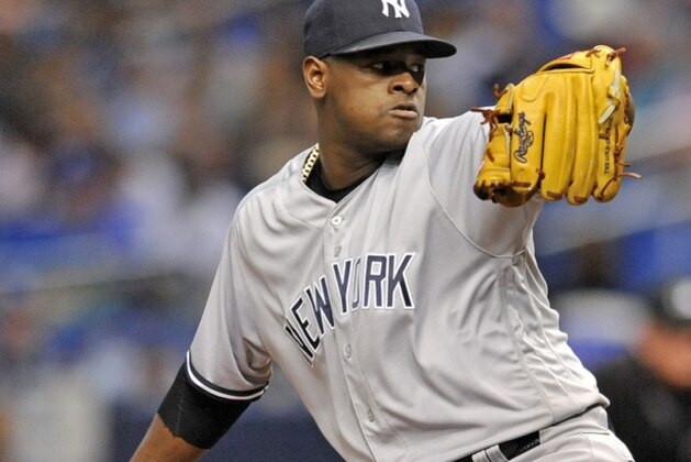 New York Yankees starter Luis Severino pitches during a baseball game against the Tampa Bay Rays Tuesday, Sept. 25, 2018, in St. Petersburg, Fla. (AP Photo/Steve Nesius)