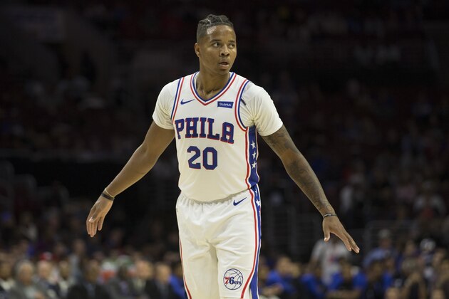 PHILADELPHIA, PA - OCTOBER 01: Markelle Fultz #20 of the Philadelphia 76ers looks on during the preseason game against the Orlando Magic at Wells Fargo Center on October 1, 2018 in Philadelphia, Pennsylvania. NOTE TO USER: User expressly acknowledges and agrees that, by downloading and or using this photograph, User is consenting to the terms and conditions of the Getty Images License Agreement. (Photo by Mitchell Leff/Getty Images)