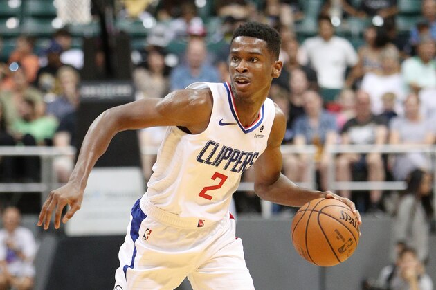 HONOLULU, HI - SEPTEMBER 30: Shai Gilgeous-Alexander #2 of the LA Clippers handles the ball against the Sydney Kings during a preseason game on September 30, 2018 at the Stan Sheriff Center in Honolulu, Hawaii. NOTE TO USER: User expressly acknowledges and agrees that, by downloading and/or using this Photograph, user is consenting to the terms and conditions of the Getty Images License Agreement. Mandatory Copyright Notice: Copyright 2018 NBAE  (Photo by Jay Metzger/NBAE via Getty Images)