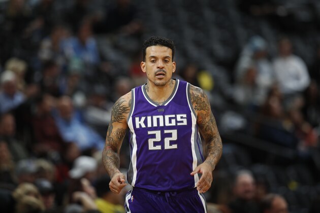 Sacramento Kings forward Matt Barnes (22) in the second half of an NBA basketball game Tuesday, Jan. 3,  in Denver. The Kings won 120-113. (AP Photo/David Zalubowski)