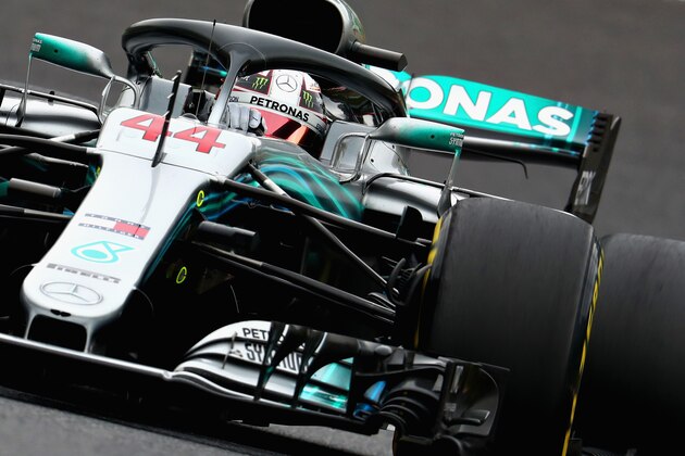 SUZUKA, JAPAN - OCTOBER 05: Lewis Hamilton of Great Britain driving the (44) Mercedes AMG Petronas F1 Team Mercedes WO9 on track during practice for the Formula One Grand Prix of Japan at Suzuka Circuit on October 5, 2018 in Suzuka.  (Photo by Clive Rose/Getty Images)