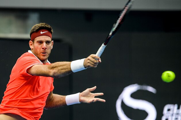 BEIJING, CHINA - OCTOBER 05:  Juan Martin Del Potro of Argentina returns the ball against Filip Krajinovic of Serbia during his Men's Singles Quarterfinals match of the 2018 China Open at the China National Tennis Center on October 5, 2018 in Beijing, China.  (Photo by Di Yin/Getty Images)