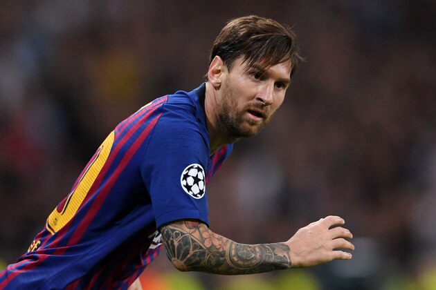 LONDON, ENGLAND - OCTOBER 03: Lionel Messi of Barcelona looks on during the Group B match of the UEFA Champions League between Tottenham Hotspur and FC Barcelona at Wembley Stadium on October 03, 2018 in London, United Kingdom. (Photo by Laurence Griffiths/Getty Images)