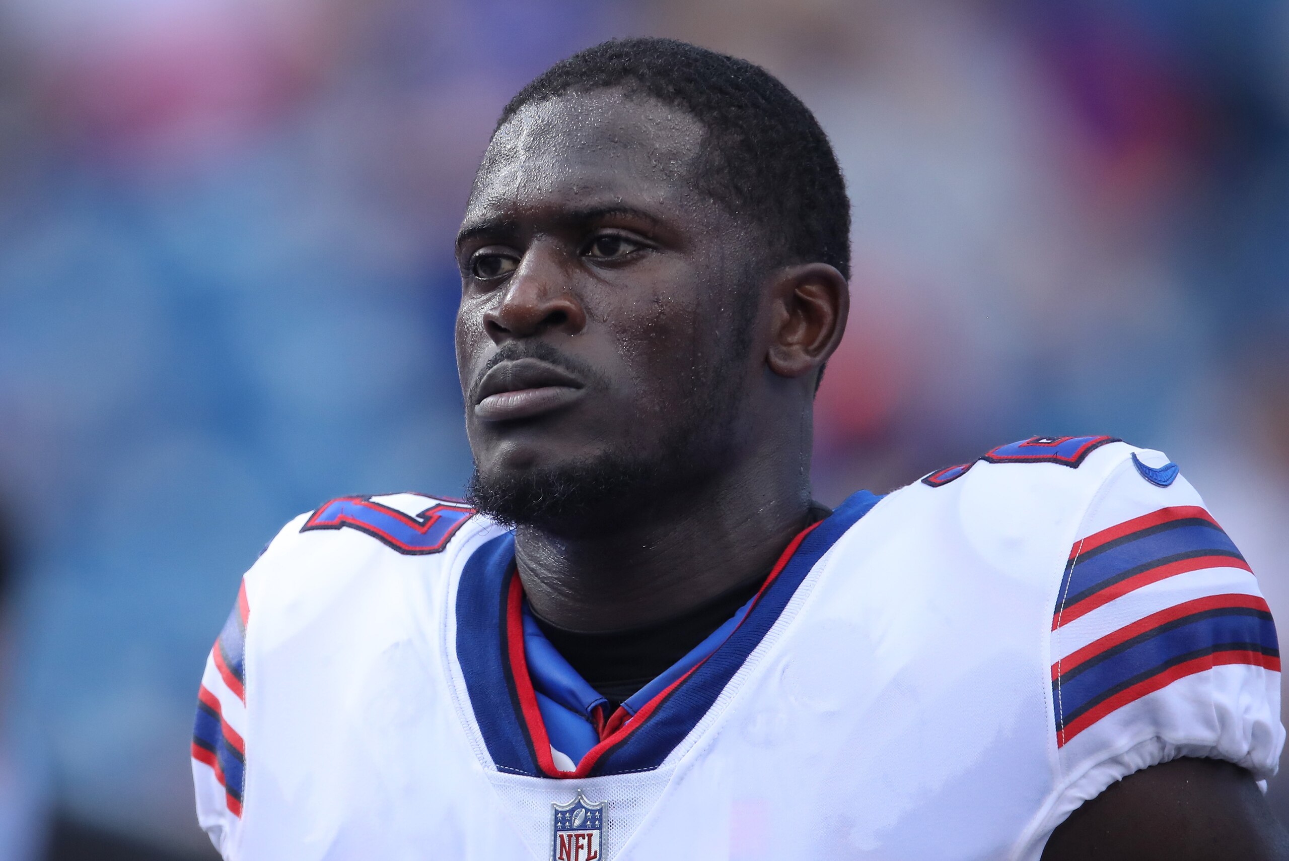 BUFFALO, NY - SEPTEMBER 16: Tre'Davious White #27 of the Buffalo Bills warms up before the start of NFL game action against the Los Angeles Chargers at New Era Field on September 16, 2018 in Buffalo, New York. (Photo by Tom Szczerbowski/Getty Images)