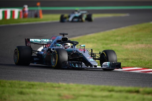 Mercedes' British driver Lewis Hamilton takes part in the qualifying session for the Formula One Japanese Grand Prix at Suzuka on October 6, 2018. (Photo by Martin BUREAU / AFP)        (Photo credit should read MARTIN BUREAU/AFP/Getty Images)