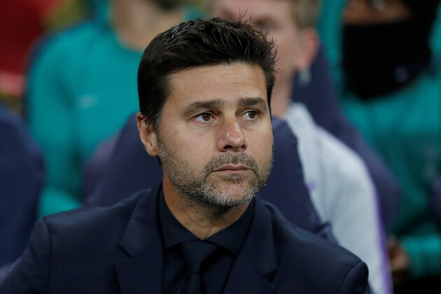 Tottenham Hotspur's Argentinian head coach Mauricio Pochettino reacts during the Champions League group B football match match between Tottenham Hotspur and Barcelona at Wembley Stadium in London, on October 3, 2018. (Photo by Ian KINGTON / IKIMAGES / AFP)        (Photo credit should read IAN KINGTON/AFP/Getty Images)