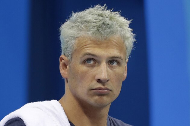FILE - In this Aug. 9, 2016, file photo, United States' swimmer Ryan Lochte prepares before a men's 4x200-meter freestyle heat at the 2016 Summer Olympics, in Rio de Janeiro. Loche told USA Today in an interview published on Oct. 3, 2016, that rapper Vanilla Ice encouraged him to stay on