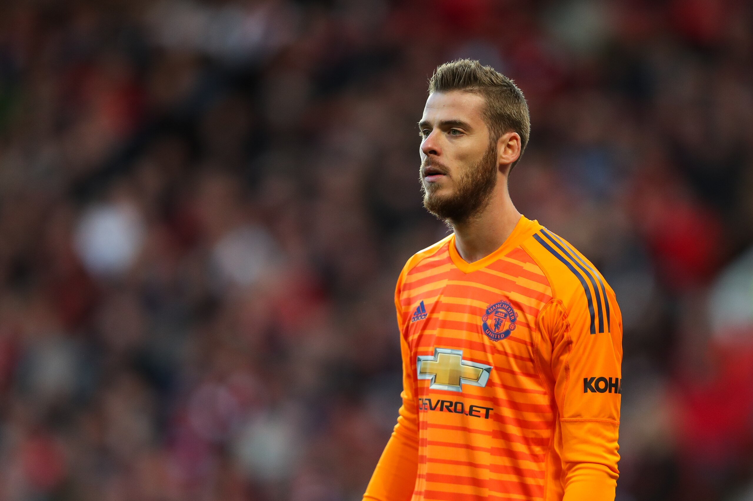 MANCHESTER, ENGLAND - OCTOBER 06: David de Gea of Manchester United during the Premier League match between Manchester United and Newcastle United at Old Trafford on October 6, 2018 in Manchester, United Kingdom. (Photo by Robbie Jay Barratt - AMA/Getty Images)