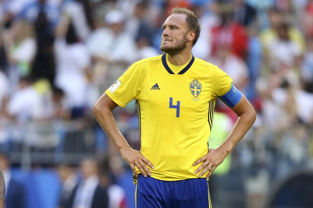 SAMARA, RUSSIA - JULY 7: Andreas Granqvist of Sweden looks on following the 2018 FIFA World Cup Russia Quarter Final match between Sweden and England at Samara Arena on July 7, 2018 in Samara, Russia. (Photo by Jean Catuffe/Getty Images)