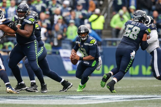 SEATTLE, WA - OCTOBER 07: Quarterback Russell Wilson #3 of the Seattle Seahawks runs the ball in the first half against the Los Angeles Rams at CenturyLink Field on October 7, 2018 in Seattle, Washington. (Photo by Otto Greule Jr/Getty Images) SEATTLE, WA - OCTOBER 07: Quarterback Russell Wilson #3 of the Seattle Seahawks runs the ball in the first half against the Los Angeles Rams at CenturyLink Field on October 7, 2018 in Seattle, Washington. (Photo by Otto Greule Jr/Getty Images)