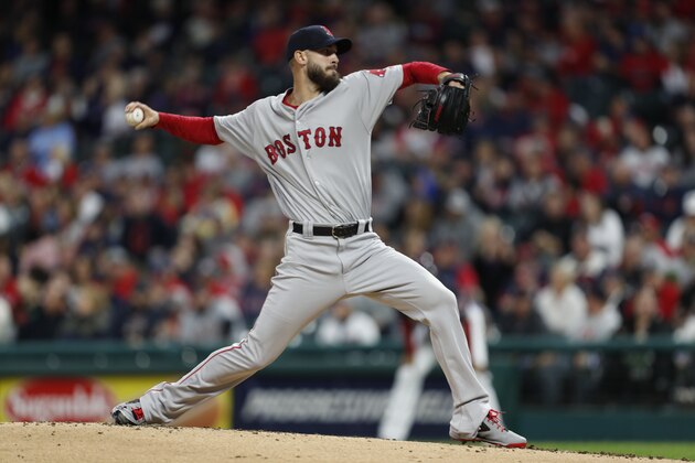 CLEVELAND, OH - SEPTEMBER 22: Rick Porcello #22 of the Boston Red Sox pitches against the Cleveland Indians in the first inning at Progressive Field on September 22, 2018 in Cleveland, Ohio. The Indians defeated the Red Sox 5-4 in 11 innings.  (Photo by David Maxwell/Getty Images)