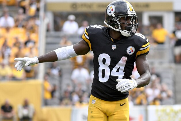 Pittsburgh Steelers wide receiver Antonio Brown (84) during an NFL football game against the Kansas City Chiefs, Sunday, Sept. 16, 2018, in Pittsburgh. (AP Photo/Don Wright)