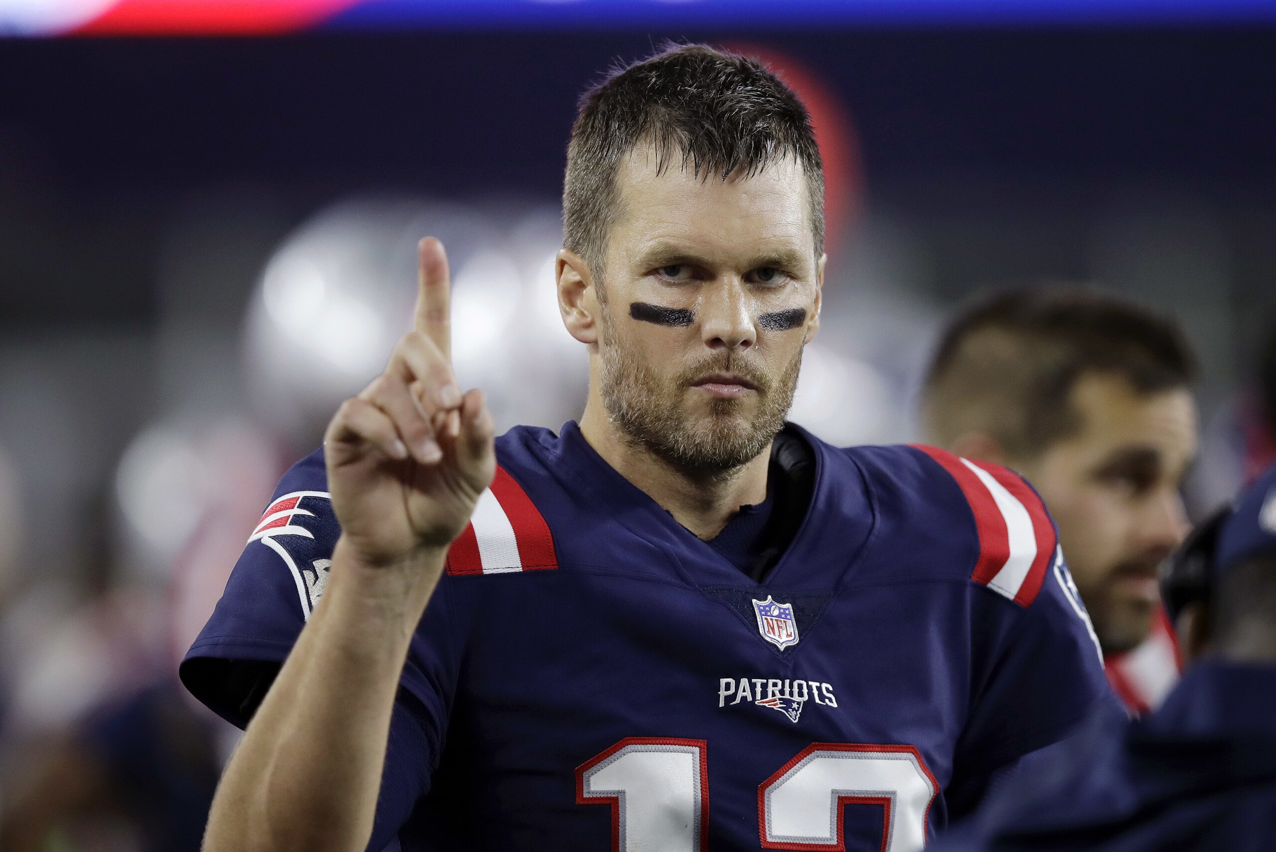 New England Patriots quarterback Tom Brady signals on the sideline during the first half of an NFL football game against the Indianapolis Colts, Thursday, Oct. 4, 2018, in Foxborough, Mass. (AP Photo/Charles Krupa) New England Patriots quarterback Tom Brady signals on the sideline during the first half of an NFL football game against the Indianapolis Colts, Thursday, Oct. 4, 2018, in Foxborough, Mass. (AP Photo/Charles Krupa)