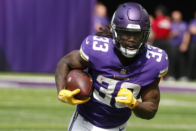 Minnesota Vikings running back Dalvin Cook runs up field during the first half of an NFL football game against the San Francisco 49ers, Sunday, Sept. 9, 2018, in Minneapolis. (AP Photo/Bruce Kluckhohn)