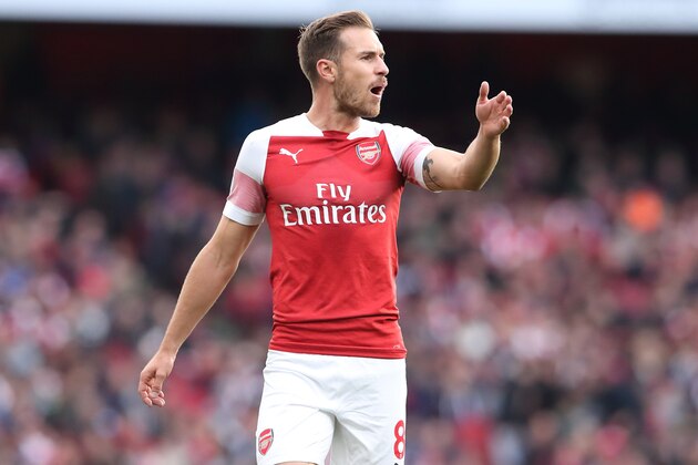 LONDON, ENGLAND - SEPTEMBER 23: Aaron Ramsey of Arsenal during the Premier League match between Arsenal FC and Everton FC at Emirates Stadium on September 23, 2018 in London, United Kingdom. (Photo by James Williamson - AMA/Getty Images)