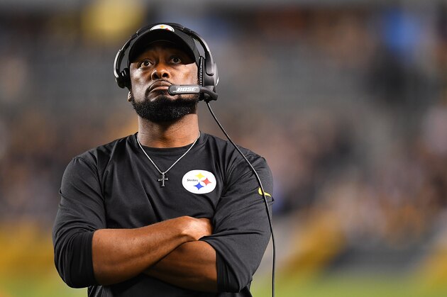 PITTSBURGH, PA - SEPTEMBER 30: head coach Mike Tomlin of the Pittsburgh Steelers looks on during the game against the Baltimore Ravens at Heinz Field on September 30, 2018 in Pittsburgh, Pennsylvania. (Photo by Joe Sargent/Getty Images)
