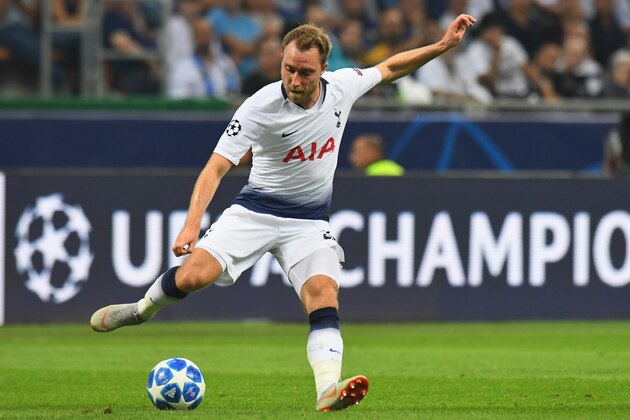 MILAN, ITALY - SEPTEMBER 18:  Christian Eriksen of Tottenham Hotspur in action during the Group B match of the UEFA Champions League between FC Internazionale and Tottenham Hotspur at San Siro Stadium on September 18, 2018 in Milan, Italy.  (Photo by Alessandro Sabattini/Getty Images)