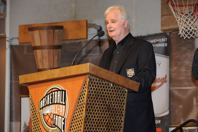 SPRINGFIELD, MA - AUGUST 11: Inductee Tex Winter addresses the media at the Press Event as part of the 2011 Basketball Hall of Fame Enshrinement Ceremony on August 11, 2011 at the Naismith Memorial Basketball Hall of Fame in Springfield, Massachusetts. NOTE TO USER: User expressly acknowledges and agrees that, by downloading and/or using this photograph, user is consenting to the terms and conditions of the Getty Images License Agreement.  Mandatory Copyright Notice: Copyright 2011 NBAE (Photo by Andrew D. Bernstein/NBAE via Getty Images)