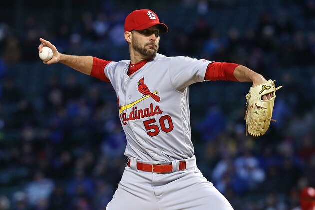CHICAGO, IL - APRIL 17: Starting pitch Adam Wainwright #50 of the St. Louis Cardinals delivers the ball against the Chicago Cubs at Wrigley Field on April 17, 2018 in Chicago, Illinois. The Cardinals defeated the Cubs 5-3. (Photo by Jonathan Daniel/Getty Images) CHICAGO, IL - APRIL 17: Starting pitch Adam Wainwright #50 of the St. Louis Cardinals delivers the ball against the Chicago Cubs at Wrigley Field on April 17, 2018 in Chicago, Illinois. The Cardinals defeated the Cubs 5-3. (Photo by Jonathan Daniel/Getty Images)