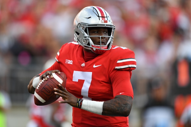 COLUMBUS, OH - OCTOBER 6:  Quarterback Dwayne Haskins #7 of the Ohio State Buckeyes passes against the Indiana Hoosiers at Ohio Stadium on October 6, 2018 in Columbus, Ohio.  (Photo by Jamie Sabau/Getty Images)
