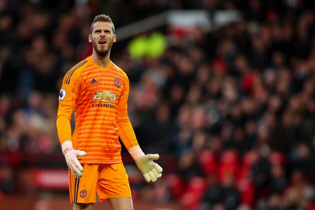 MANCHESTER, ENGLAND - OCTOBER 06: David de Gea of Manchester United reacts  during the Premier League match between Manchester United and Newcastle United at Old Trafford on October 6, 2018 in Manchester, United Kingdom. (Photo by Robbie Jay Barratt - AMA/Getty Images)
