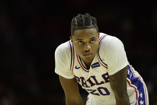 Philadelphia 76ers' Markelle Fultz in action during a preseason NBA basketball game against the Orlando Magic, Monday, Oct. 1, 2018, in Philadelphia. (AP Photo/Matt Slocum)