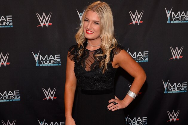 LAS VEGAS, NV - SEPTEMBER 12:  Mae Young Classic contestant Toni Storm appears on the red carpet of the WWE Mae Young Classic on September 12, 2017 in Las Vegas, Nevada.  (Photo by Bryan Steffy/Getty Images for WWE)