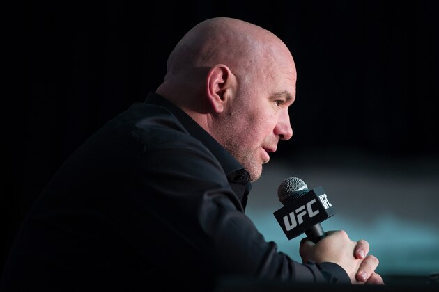 LAS VEGAS, NV - OCTOBER 07:  Dana White speaks to the media during the UFC 229 post fight press conference at T-Mobile Arena on October 7, 2018 in Las Vegas, Nevada. (Photo by Chris Unger/Zuffa LLC/Zuffa LLC via Getty Images)
