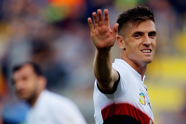 FROSINONE, ITALY - SEPTEMBER 30:  Krzysztof Piatek reacts during the Serie A match between Frosinone Calcio and Genoa CFC at Stadio Benito Stirpe on September 30, 2018 in Frosinone, Italy.  (Photo by Paolo Bruno/Getty Images)