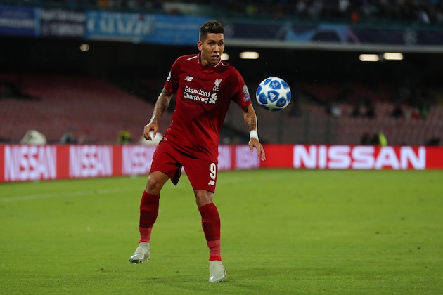 NAPLES, ITALY - OCTOBER 03: Roberto Firmino of Liverpool during the Group C match of the UEFA Champions League between SSC Napoli and Liverpool at Stadio San Paolo on October 3, 2018 in Naples, Italy. (Photo by Catherine Ivill/Getty Images)