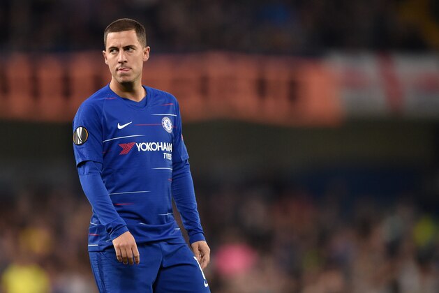 LONDON, ENGLAND - OCTOBER 04: Eden Hazard of Chelsea looks on during the UEFA Europa League Group L match between Chelsea and Vidi FC at Stamford Bridge on October 4, 2018 in London, United Kingdom. (Photo by TF-Images/Getty Images)