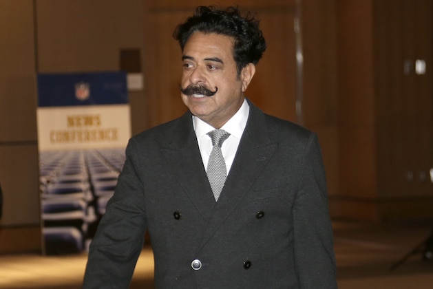Shahid Khan, owner of the Jacksonville Jaguars, arrives for the NFL fall meetings in New York, Tuesday, Oct. 16, 2018. (AP Photo/Seth Wenig)