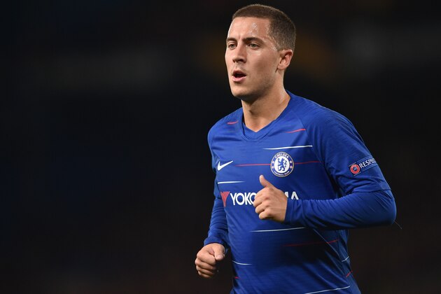 LONDON, ENGLAND - OCTOBER 04: Eden Hazard of Chelsea looks on during the UEFA Europa League Group L match between Chelsea and Vidi FC at Stamford Bridge on October 4, 2018 in London, United Kingdom. (Photo by TF-Images/Getty Images)