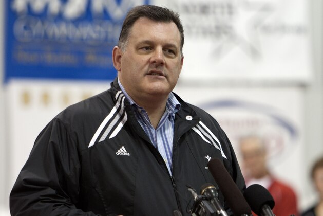 HUNTSVILLE, TX - JANUARY 26:  Steve Penny, President of USA Gymnastics welcomes guests and media and to announce the USOC designation of the USA Gymnastics National Training Center at Karolyi Ranch as an Official U.S. Olympic Training Site and Hilton's partnership with USA Gynastics and title sponsorship of Team Hilton on January 26, 2011 in Huntsville, Texas.  (Photo by Bob Levey/Getty Images for Hilton)