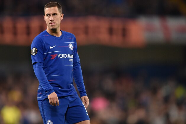 LONDON, ENGLAND - OCTOBER 04: Eden Hazard of Chelsea looks on during the UEFA Europa League Group L match between Chelsea and Vidi FC at Stamford Bridge on October 4, 2018 in London, United Kingdom. (Photo by TF-Images/Getty Images)