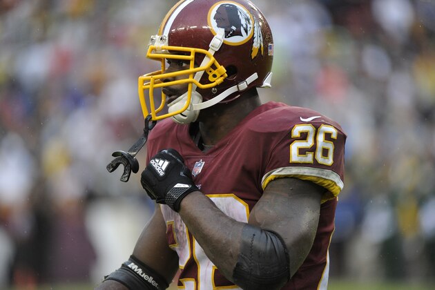 Washington Redskins running back Adrian Peterson walks off the field during an NFL football game against the Green Bay Packers, Sunday, Sept. 23, 2018, in Landover, Md. (AP Photo/Mark Tenally) Washington Redskins running back Adrian Peterson walks off the field during an NFL football game against the Green Bay Packers, Sunday, Sept. 23, 2018, in Landover, Md. (AP Photo/Mark Tenally)