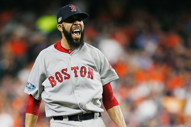 HOUSTON, TX - OCTOBER 18:  David Price #24 of the Boston Red Sox reacts after striking out Jose Altuve #27 of the Houston Astros (not pictured) to end the sixth inning during Game Five of the American League Championship Series at Minute Maid Park on October 18, 2018 in Houston, Texas.  (Photo by Bob Levey/Getty Images)