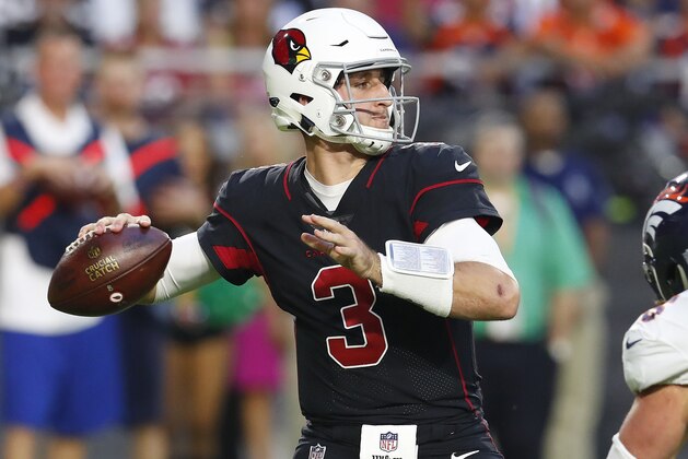 Arizona Cardinals quarterback Josh Rosen (3) throws against the Denver Broncos during the first half of an NFL football game, Thursday, Oct. 18, 2018, in Glendale, Ariz. (AP Photo/Ralph Freso)