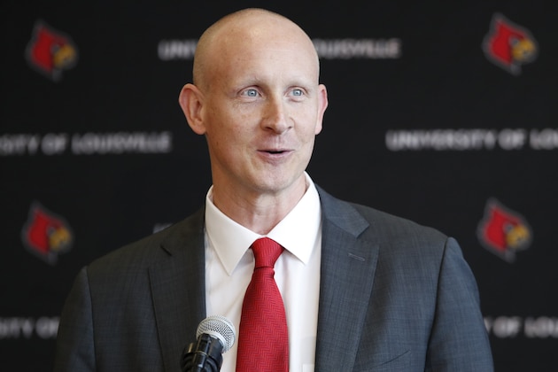 LOUISVILLE, KY - MARCH 28: Chris Mack speaks after being introduced as new men's basketball coach of the Louisville Cardinals during a press conference at KFC YUM! Center on March 28, 2018 in Louisville, Kentucky. (Photo by Joe Robbins/Getty Images)