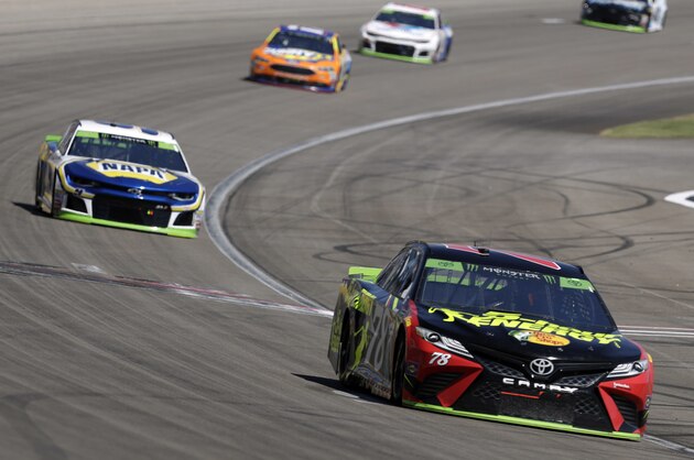 Martin Truex Jr. (78) drives during a NASCAR Cup Series auto race Sunday, Sept. 16, 2018, in Las Vegas. (AP Photo/Isaac Brekken)