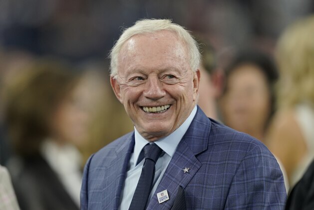 Dallas Cowboys owner Jerry Jones before an NFL football game against the Houston Texans, Sunday, Oct. 7, 2018, in Houston. (AP Photo/David J. Phillip)
