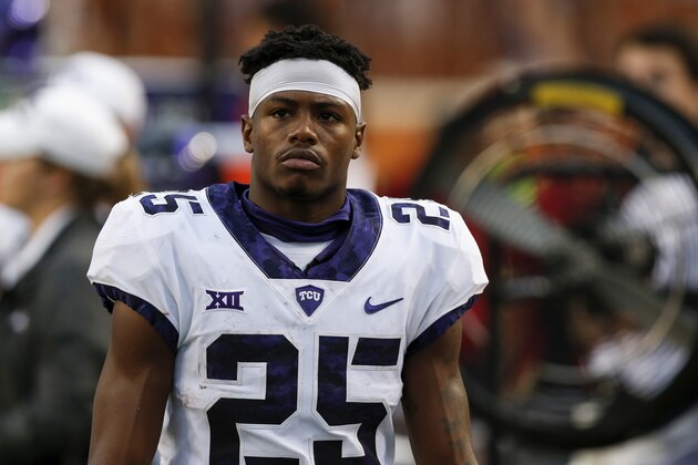 AUSTIN, TX - SEPTEMBER 22:  KaVontae Turpin #25 of the TCU Horned Frogs reacts in the fourth quarter against the Texas Longhorns at Darrell K Royal-Texas Memorial Stadium on September 22, 2018 in Austin, Texas.  (Photo by Tim Warner/Getty Images)