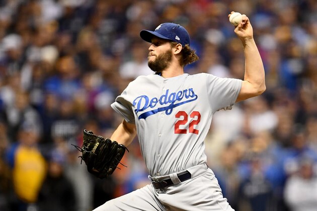 MILWAUKEE, WI - OCTOBER 20:  Clayton Kershaw #22 of the Los Angeles Dodgers throws a pitch against the Milwaukee Brewers during the ninth inning in Game Seven of the National League Championship Series at Miller Park on October 20, 2018 in Milwaukee, Wisconsin.  (Photo by Stacy Revere/Getty Images)