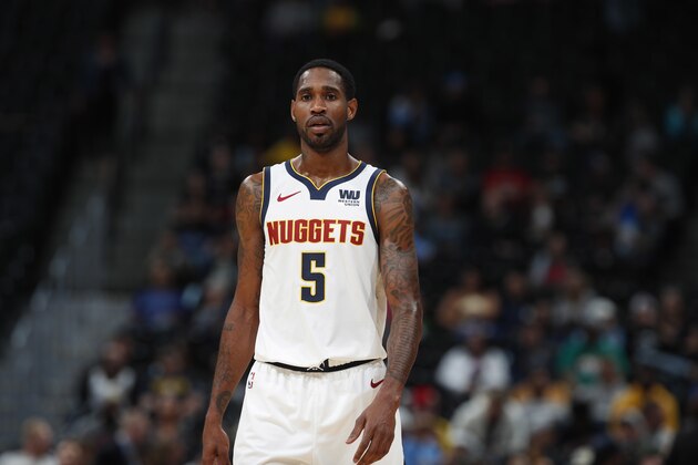 Denver Nuggets guard Will Barton (5) in the first half of an NBA preseason basketball game Friday, Oct. 5, 2018, in Denver. (AP Photo/David Zalubowski)