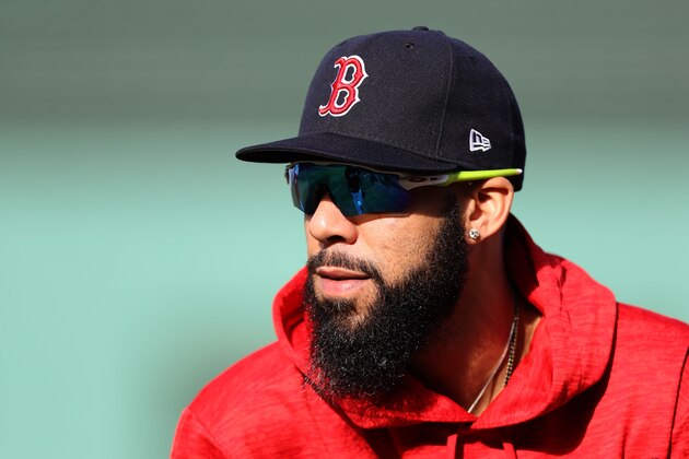 BOSTON, MA - OCTOBER 22:  David Price #24 of the Boston Red Sox looks on during team workouts ahead of the 2018 World Series against the Los Angeles Dodgers at Fenway Park on October 22, 2018 in Boston, Massachusetts.  (Photo by Elsa/Getty Images)