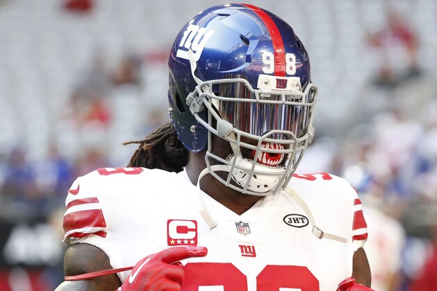 New York Giants defensive tackle Damon Harrison (98) during an NFL football game against the Arizona Cardinals, Sunday, Dec. 24, 2017, in Glendale, Ariz. The Cardinals won 23-0. (AP Photo/Rick Scuteri)