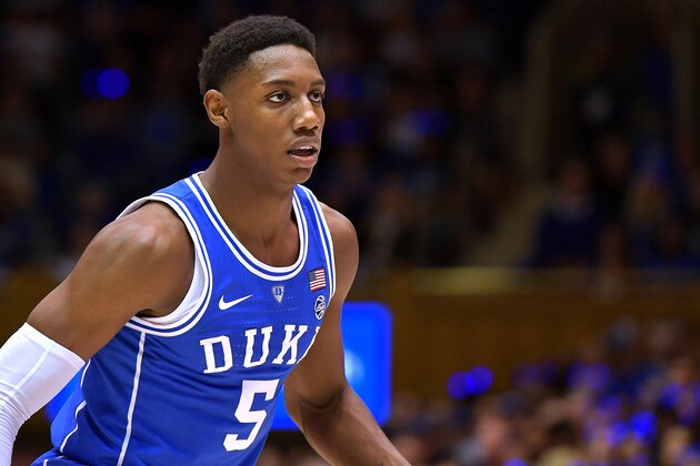 DURHAM, NC - OCTOBER 19: RJ Barrett #5 of the Duke Blue Devils in action during Countdown to Craziness at Cameron Indoor Stadium on October 19, 2018 in Durham, North Carolina. (Photo by Lance King/Getty Images)